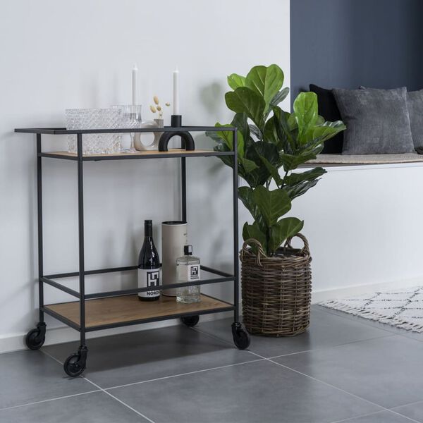 House Nordic Serveerwagen Avery 68x40x59 cm naturel en zwart