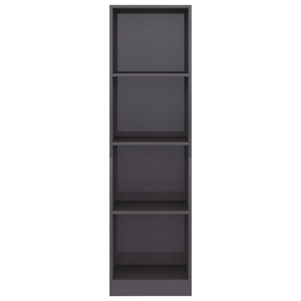 vidaXL Boekenkast 4 schappen 40x24x142 cm bewerkt hout hoogglans grijs