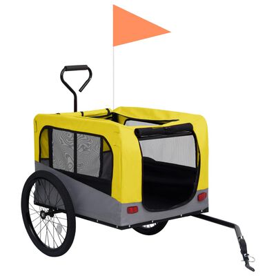 vidaXL Fietstrailer en hondenwagen 2-in-1 geel en grijs