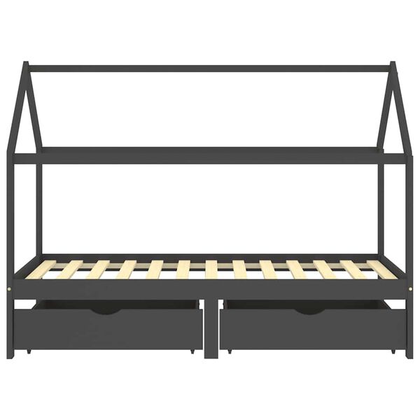 vidaXL Kinderbedframe met lades grenenhout donkergrijs 90x200 cm