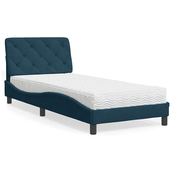 vidaXL Bed met matras fluweel blauw 80x200 cm