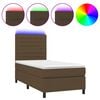 vidaXL Boxspring met matras en LED stof donkerbruin 80x200 cm