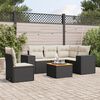 vidaXL 6-delige Loungeset met kussens poly rattan zwart