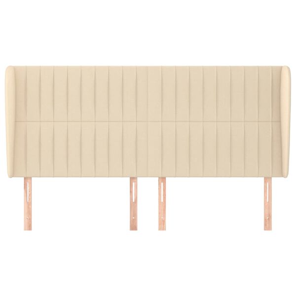 vidaXL Hoofdbord met randen 163x23x118/128 cm stof crèmekleurig