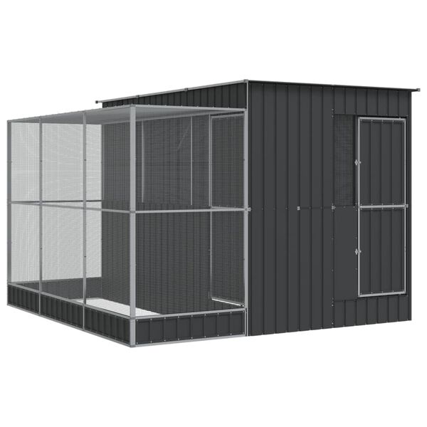 vidaXL Voli&egrave;re met verlengstuk zilver 290x303x216 cm staal