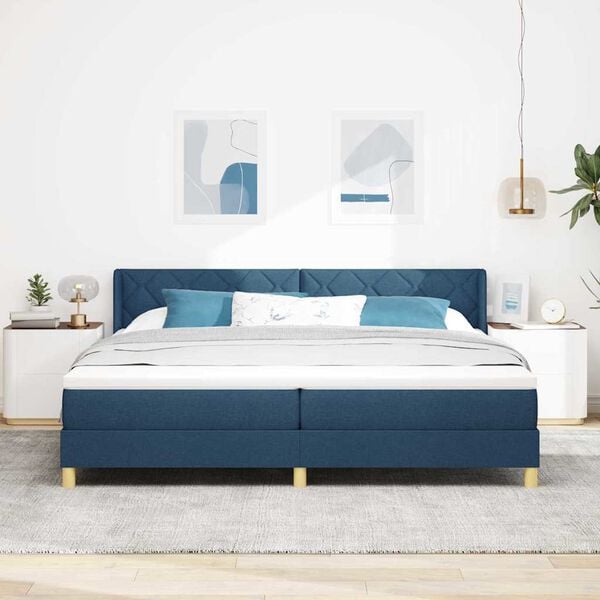 vidaXL Boxspringbed met matras Blauw 200 x 200 cm Polyester