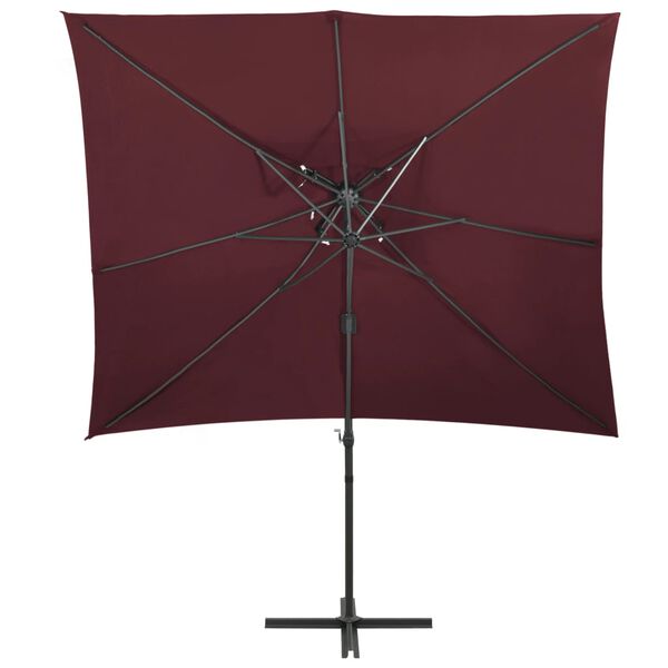 vidaXL Zweefparasol met dubbel dak 250x250 cm bordeauxrood