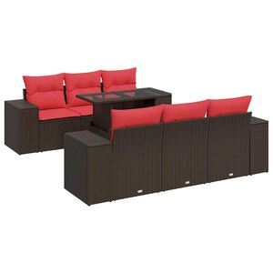 vidaXL 7-delige Loungeset met kussens poly rattan acacia bruin