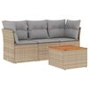 vidaXL 4-delige Loungeset met kussens poly rattan beige