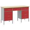 vidaXL Werk kast met lade 3 pcs Rood Engineered hout en staal