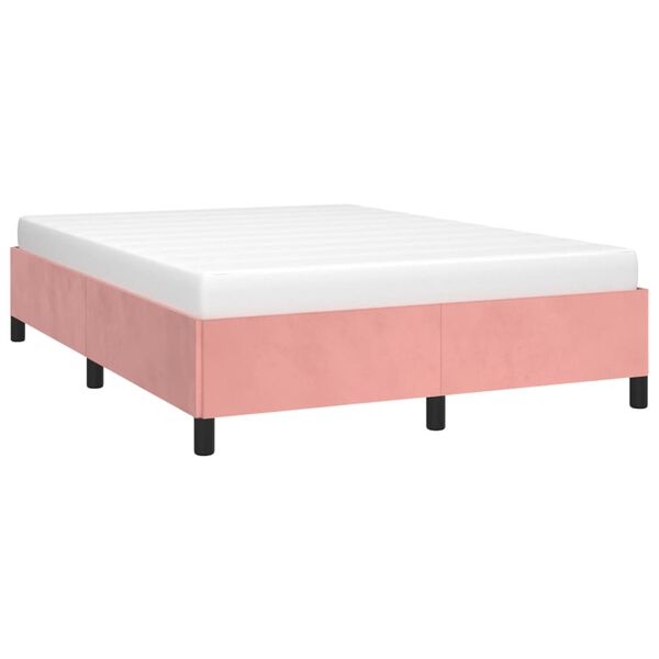 vidaXL Bedframe fluweel roze 140x190 cm