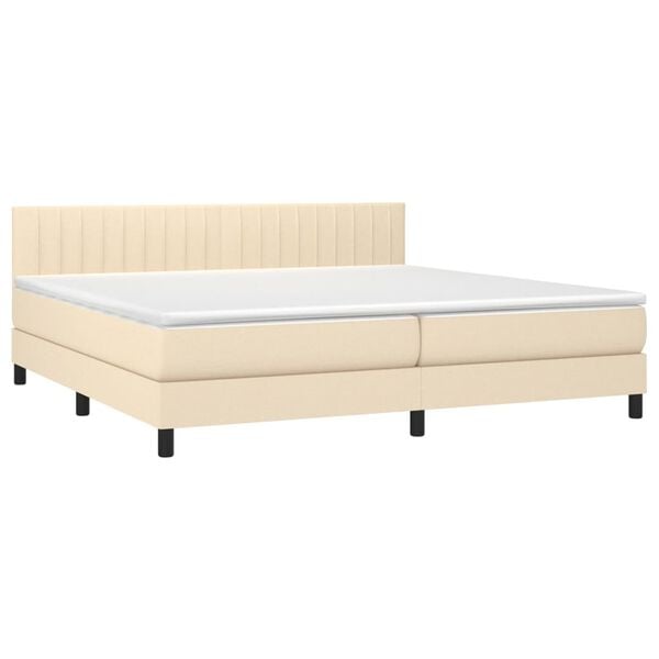 vidaXL Boxspring met matras stof cr&egrave;mekleurig 200x200 cm