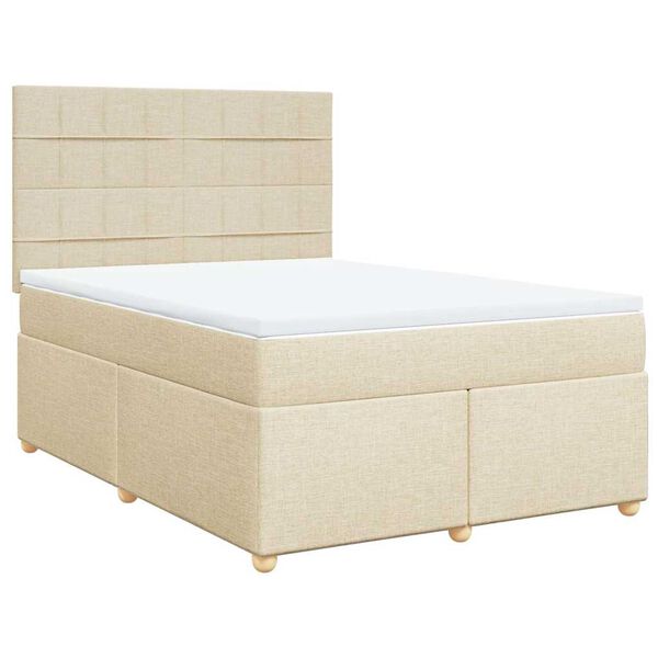 vidaXL Boxspring met matras stof cr&egrave;mekleurig 140x190 cm