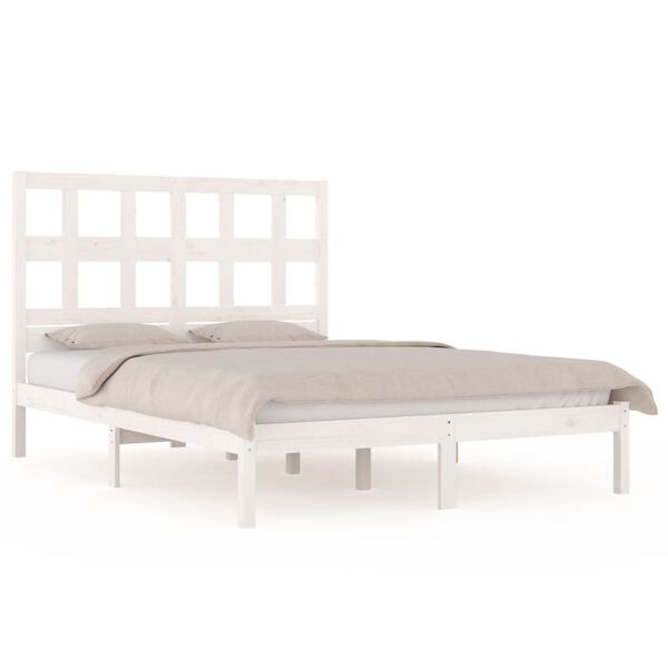 vidaXL Bedframe zonder matras massief grenenhout wit 160x200 cm