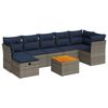 vidaXL 8-delige Loungeset met kussens poly rattan grijs