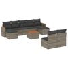 vidaXL 10-delige Loungeset met kussens poly rattan grijs