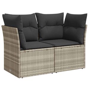 vidaXL Tuinbank 2-zits met kussens poly rattan lichtgrijs
