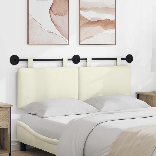 vidaXL Hangend Hoofdeinde Effen Cr&egrave;me 150 x 55 x 5 cm Katoen Stof