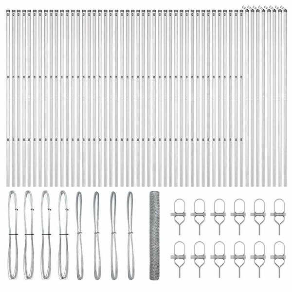 vidaXL Afrasteringspaal Zilver 100 x 1,4 m (36 mm gaas) Staal