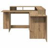 vidaXL Bureau met LED-verlichting 152x152x91 cm hout artisanaal eiken