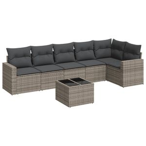 vidaXL 7-delige Loungeset met kussens poly rattan grijs