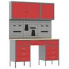 vidaXL Werk kast met lade met slot 8 st Rood Engineered hout en staal