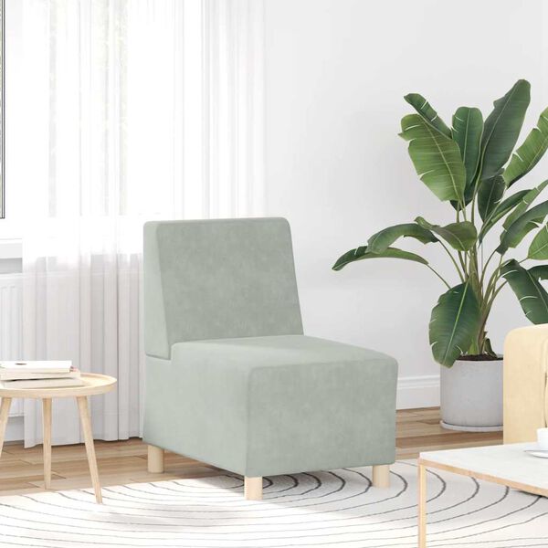 vidaXL Modulaire bank zonder armleuningen lichtgrijs 55 cm fluweel