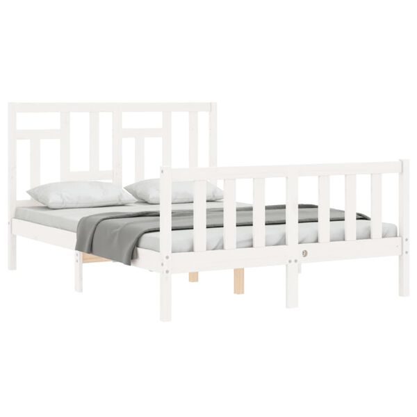 vidaXL Bedframe zonder matras massief grenenhout wit 140x190 cm