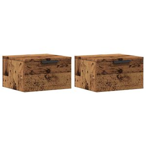 vidaXL Nachtkastjes wandgemonteerd 2 st 34x30x20 cm oud houtkleurig