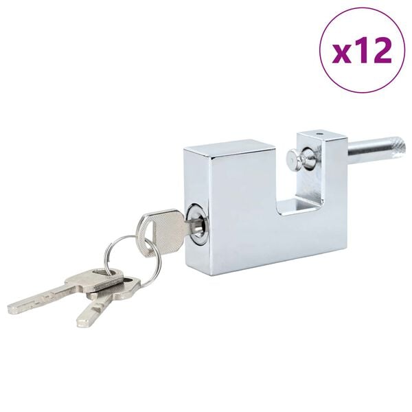 vidaXL Hangslot 12 pcs Zilver 7 x 1,9 x 5 cm IJzer