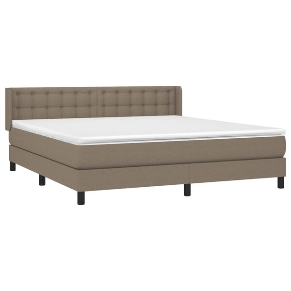 vidaXL Boxspring met matras stof taupe 160x200 cm