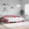 vidaXL Slaapbank met onderschuifbed 90x200 cm fluweel roze