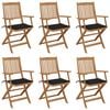 vidaXL Opklapbare stoelen (6 stuks) met kussens, gemaakt van massief acaciahout