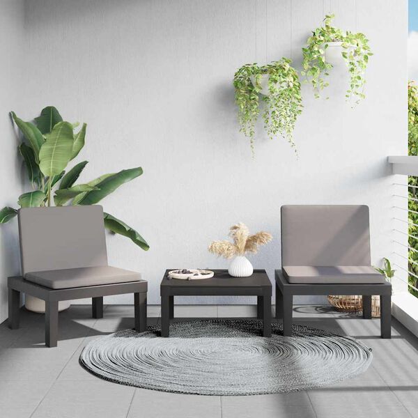 vidaXL Ligbed met kussens PP antracietkleurig