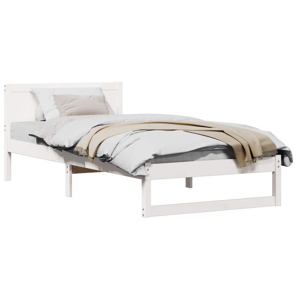 vidaXL Bedframe met hoofdeinde Wit 100 x 200 cm Massief grenenhout