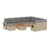 vidaXL 11-delige Loungeset met kussens poly rattan gemengd beige
