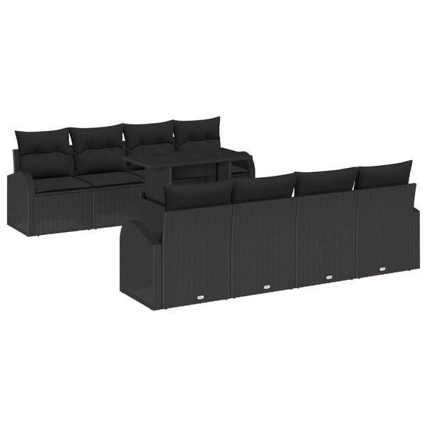 vidaXL Tuin Sofa Set met kussen 7 pcs Zwart Poly riet