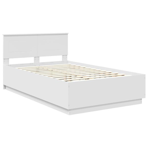 vidaXL Bedframe met hoofdeinde Wit 135 x 190 cm Bewerkt hout
