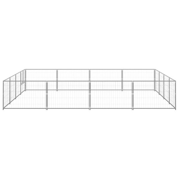 vidaXL Hondenkennel 16 m&sup2; staal zilverkleurig