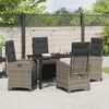 vidaXL Tuin eettafelset met kussen 5 pcs Grijs poly rattan