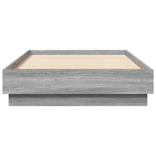 vidaXL Bedframe bewerkt hout grijs sonoma eikenkleurig 75x190 cm