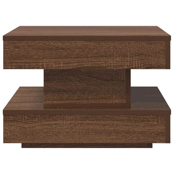 vidaXL Salontafel 360 graden draaibaar 50x50x34,5 cm bruin eikenkleur