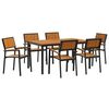 vidaXL Tuin eettafelset 7 pcs Zwart Massief Acaciahout