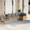 vidaXL 6-delige Loungeset met kussens poly rattan beige