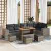 vidaXL Tuin Sofa Set met kussen 10 pcs Grijs poly rattan