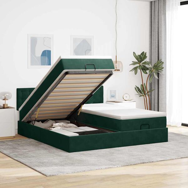 vidaXL Ottoman bed met matrassen en LED's 180x200cm fluweel