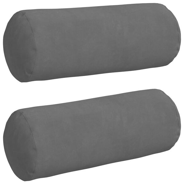 vidaXL Bolster Kussens 2 stuks Donkergrijs &Oslash; 15 x 40 cm Microvezel Stof