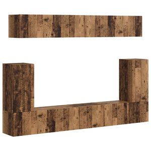 vidaXL Tv-meubelset Wandgemonteerd 5 pcs Oudhout Bewerkt hout