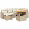 vidaXL 7-delige Loungeset met kussens poly rattan beige