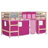 vidaXL Kinderhoogslaper met gordijnen 80x200 cm grenenhout roze
